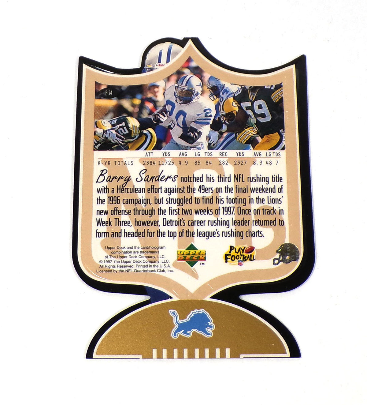 1997 SP Authentic Barry Sanders Profiles #P-24 Lions Pic2