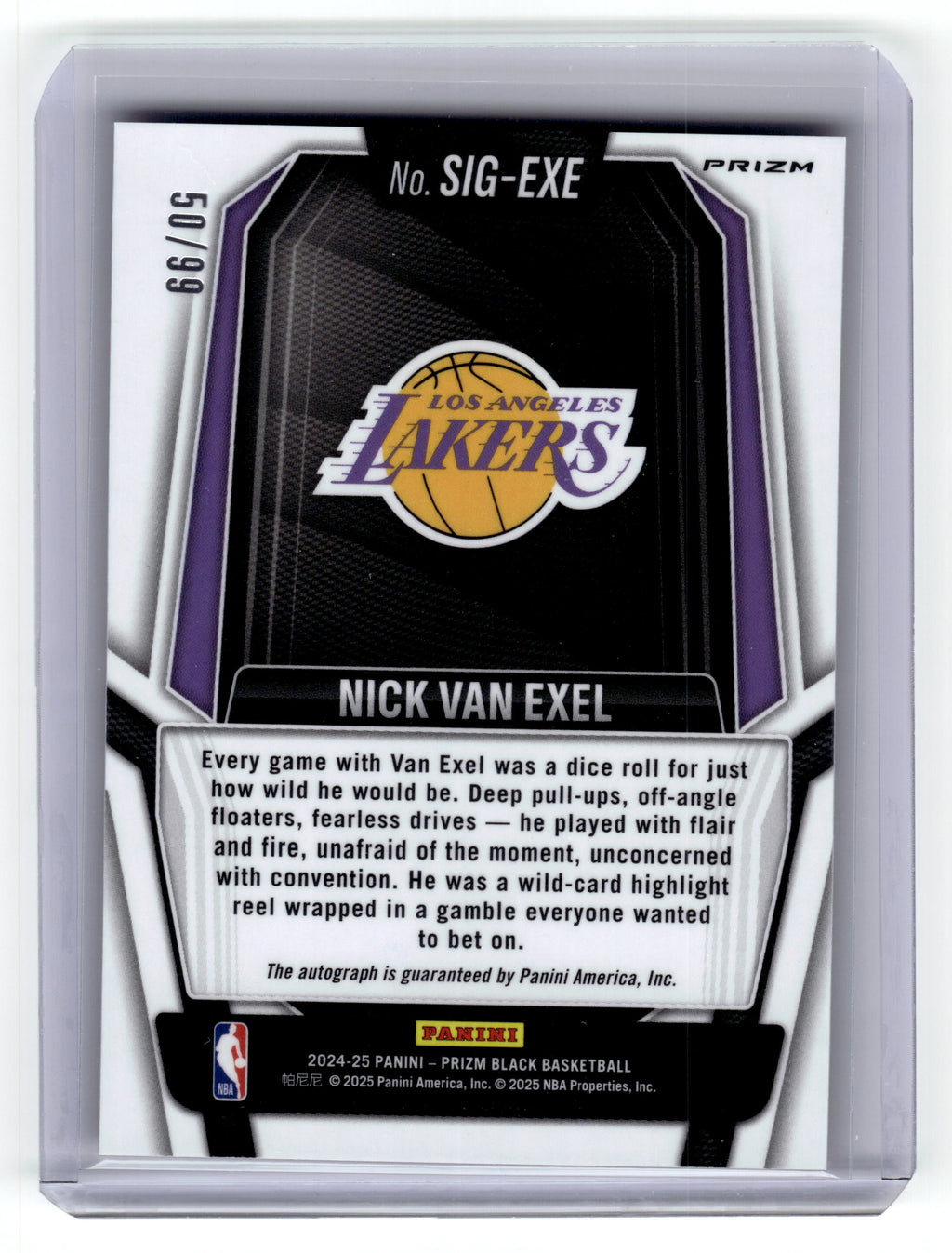 2024-25 Panini Prizm Black Nick Van Exel #SIGEXE Signatures Red Prizm /99 Auto Pic2