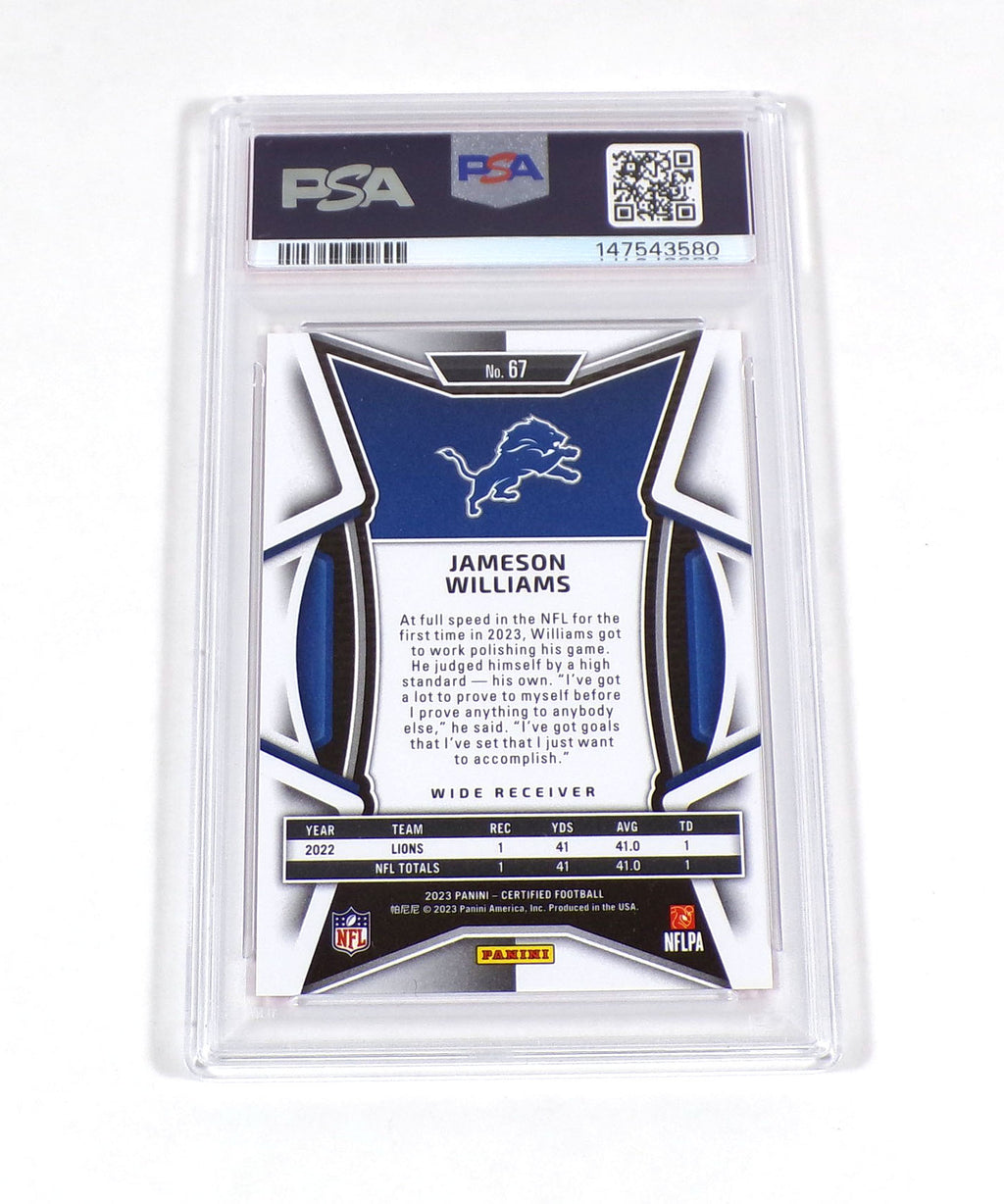 2023 Panini Certified Jameson Williams Mirror Pink Prizm #67 /199 Lions PSA 10 Pic2