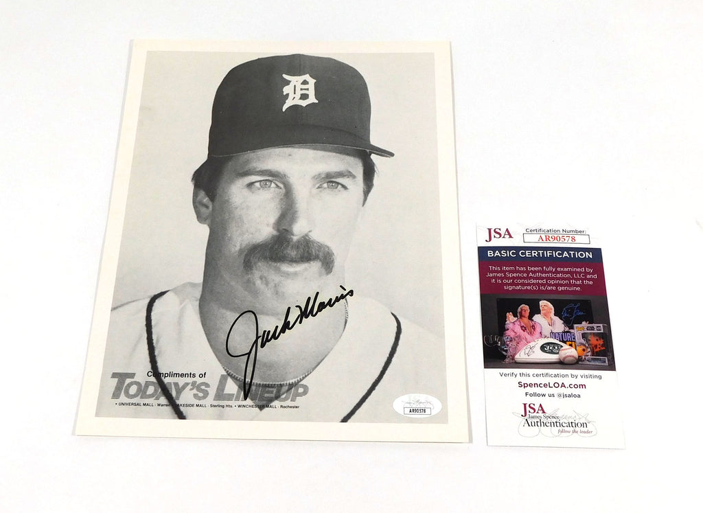 Jack Morris Signed 8 x 10 B & W Photo Tigers JSA Auto AR90578