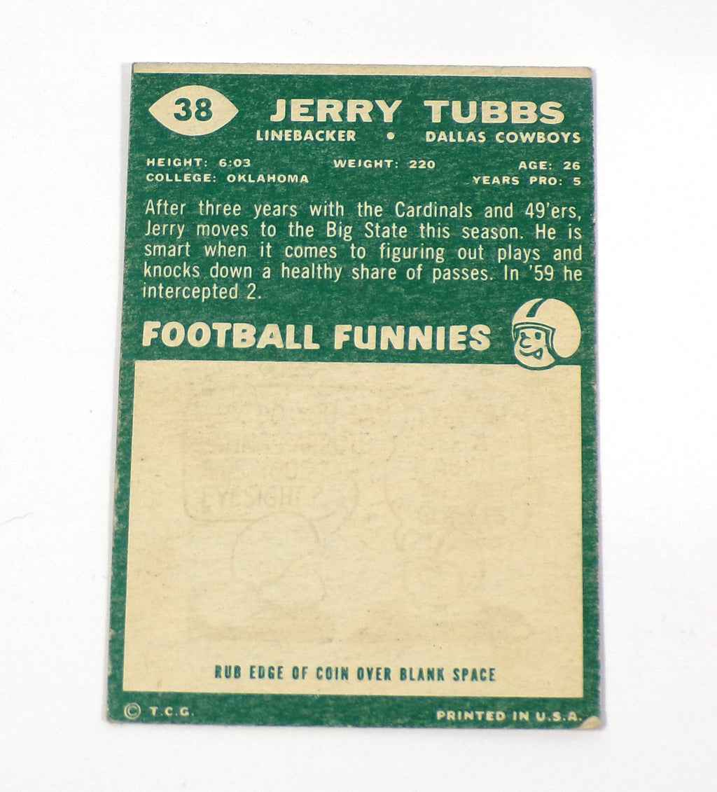 1960 Topps Jerry Tubbs #38 Cowboys Signed Card Auto Pic2