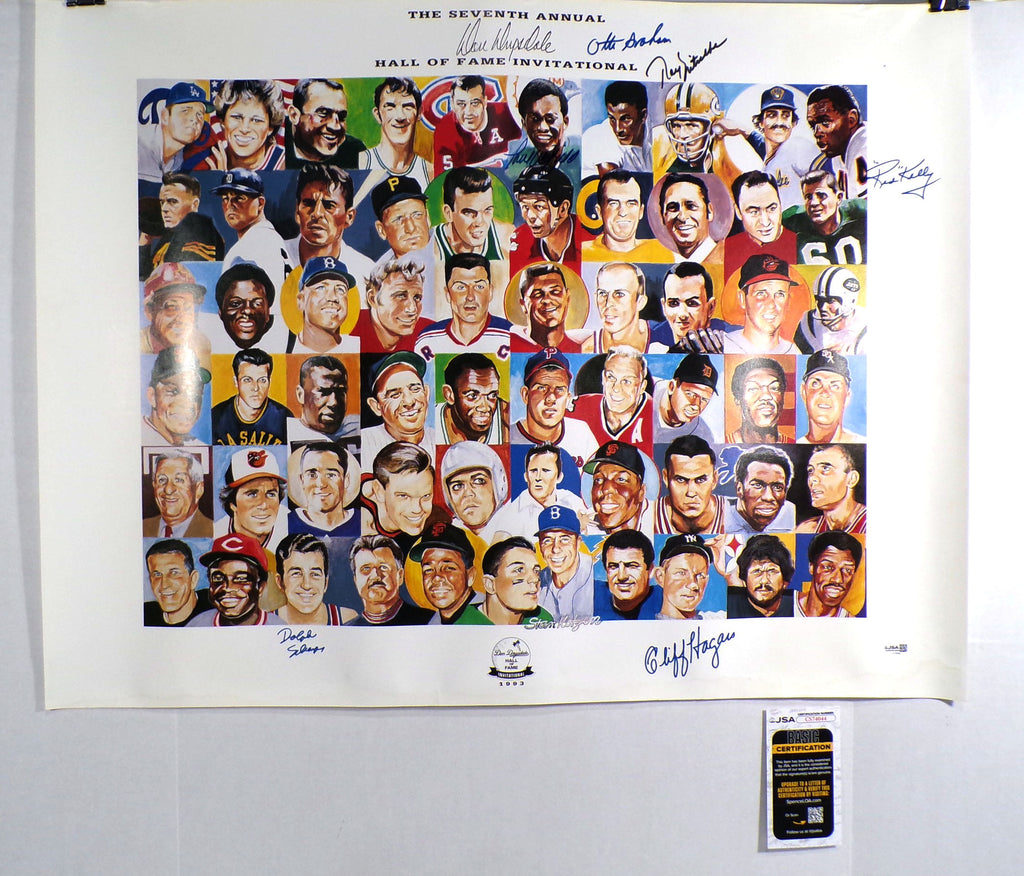Ray Nitschke/Red Kelly/Warfield/Graham +2 Others Signed 24x32 Poster 6 JSA Autos