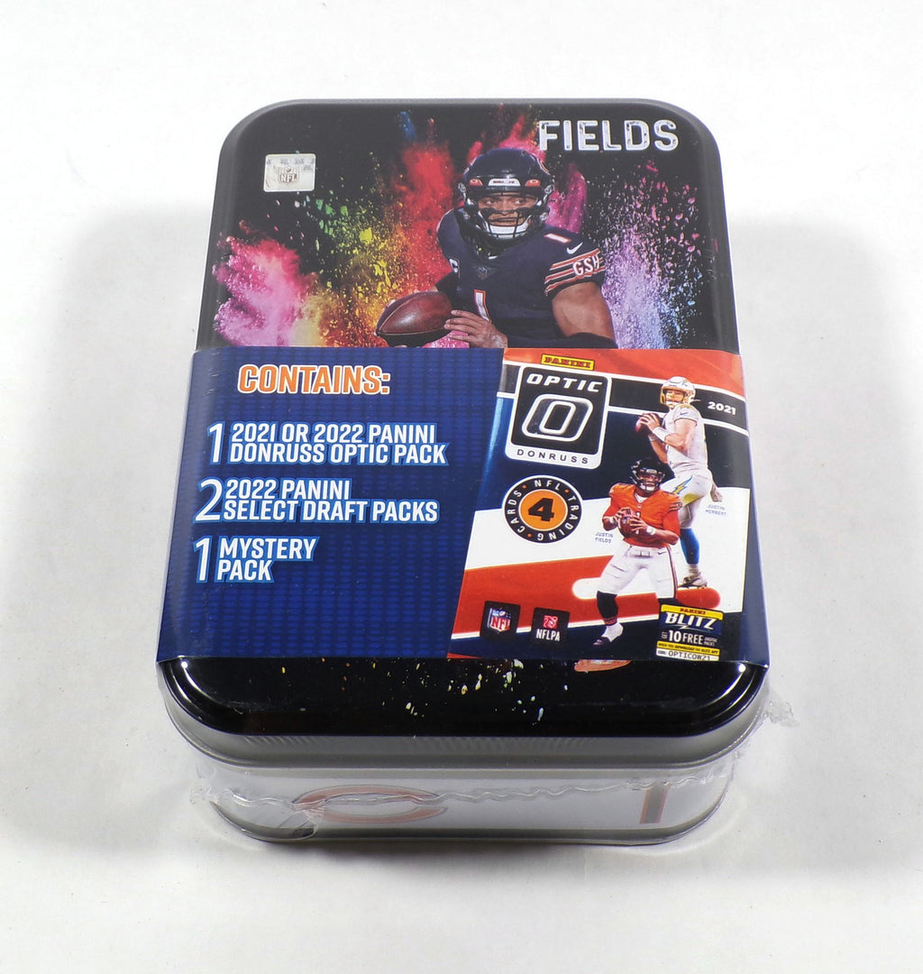 2021-2022 Panini Football Factory Sealed Tin (4 Packs) Justin Fields