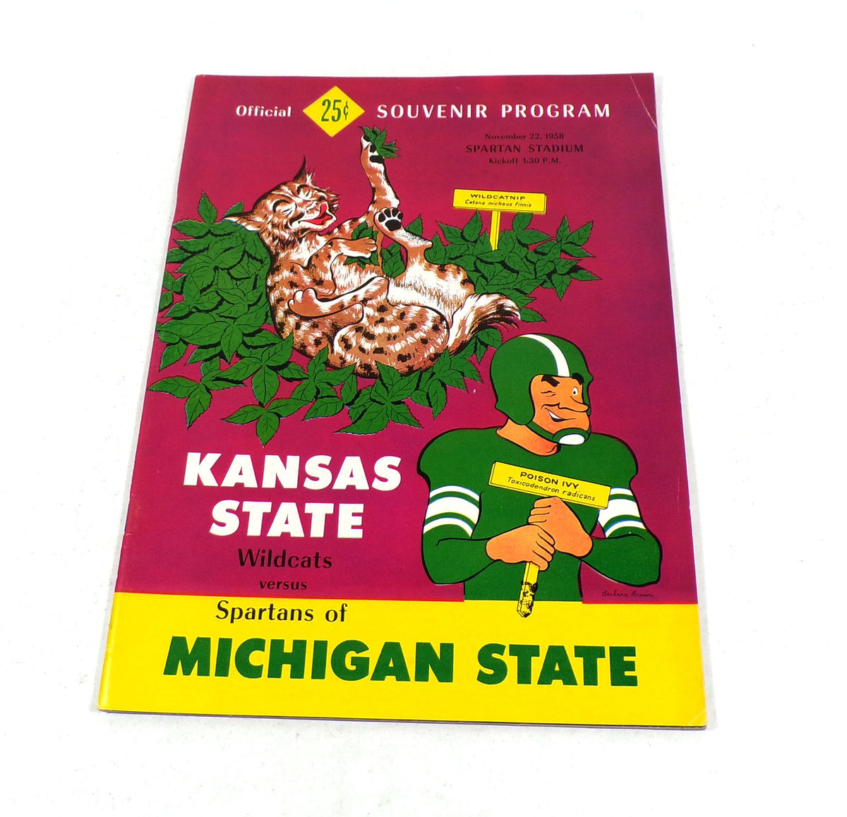 1958 Kansas State at Michigan State College Football Program 11-22-58