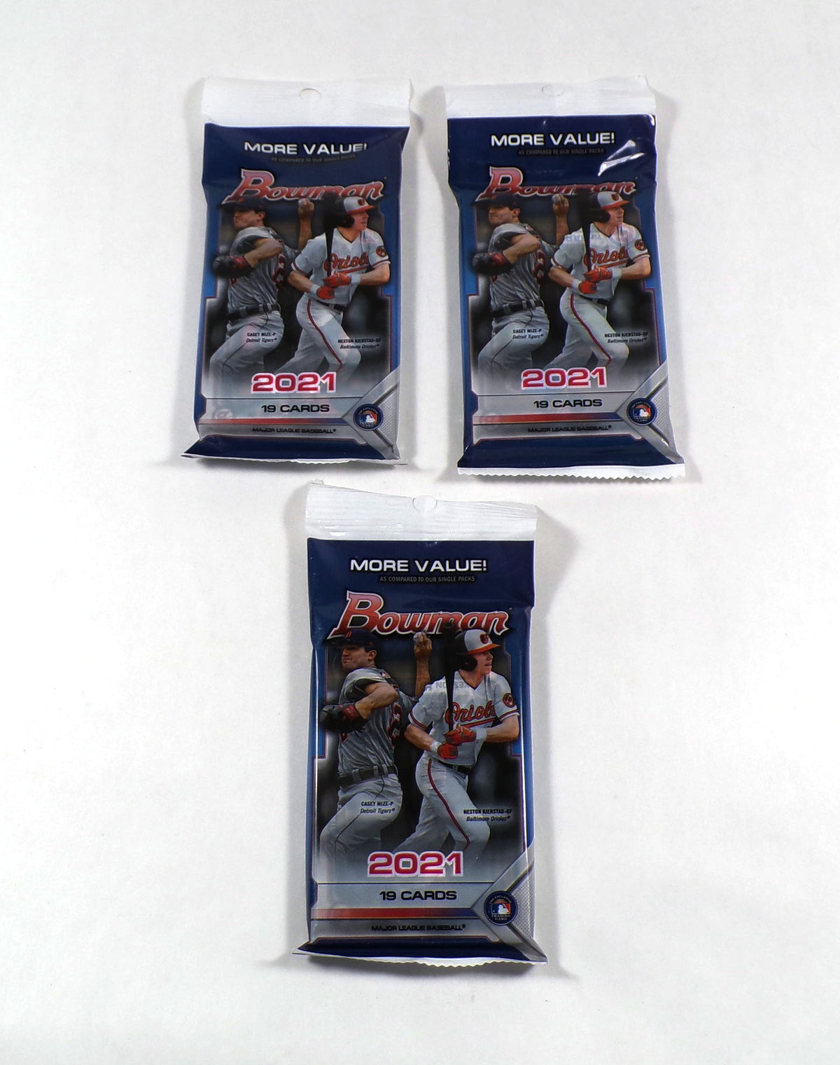 Lot of (3) 2021 Bowman Baseball Value Packs Sealed (19 Cards/Pack)