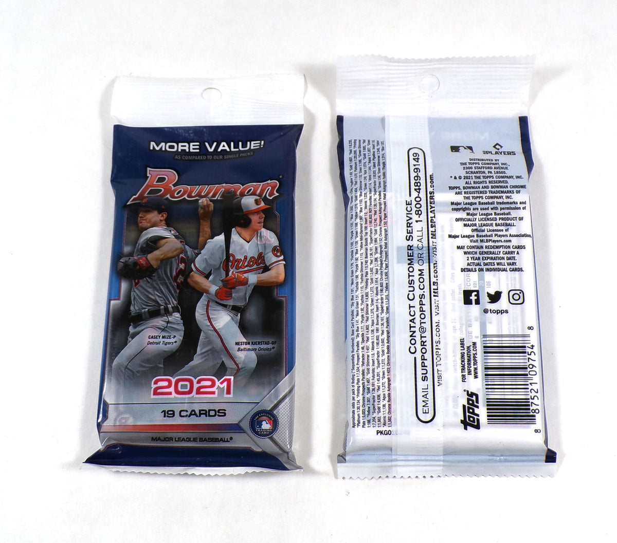 Lot of (3) 2021 Bowman Baseball Value Packs Sealed (19 Cards/Pack) Pic2