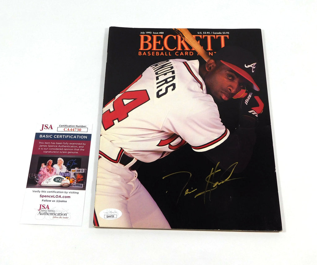 Deion Sanders Signed 1992 Beckett Baseball Card Magazine Braves JSA Auto CA44730