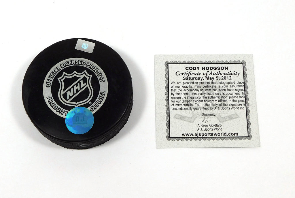 Cody Hodgson Signed NHL Souvenir Hockey Puck AJ Sports Auto Pic2