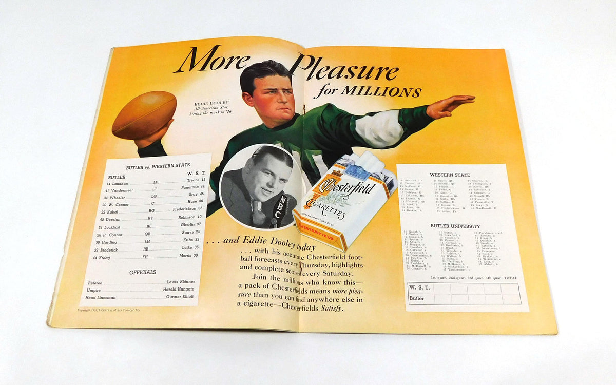 1938 Western State at Butler College Football Program 11-5-38 Pic2