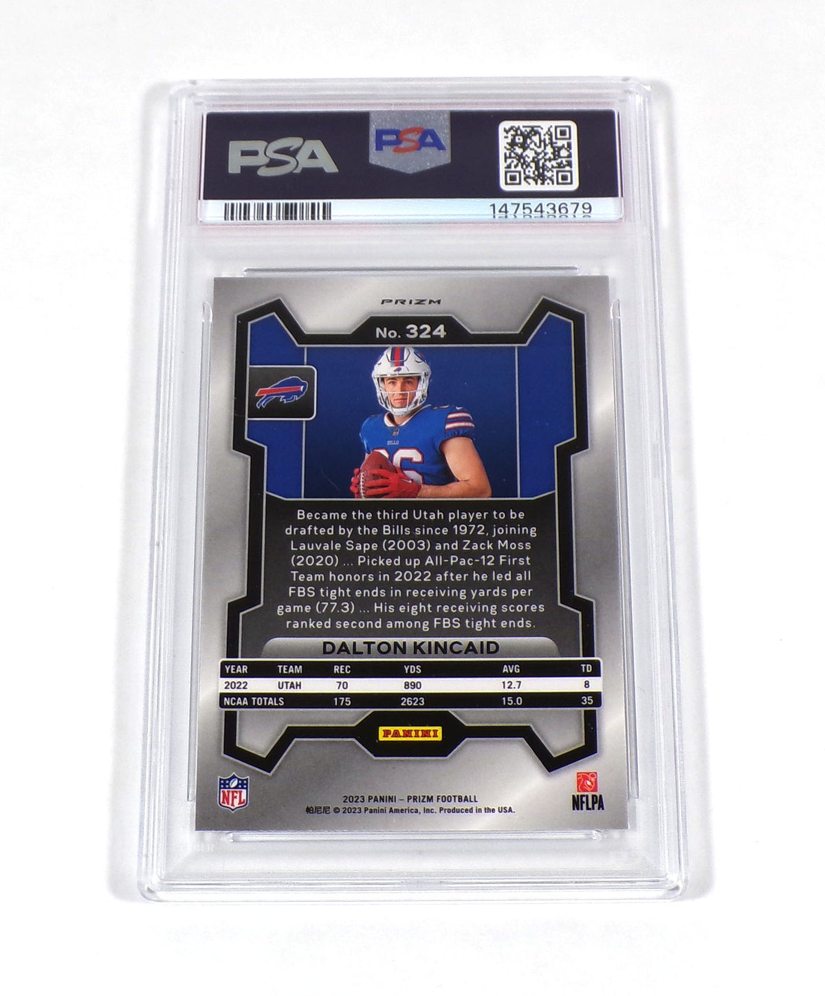2023 Panini Prizm Dalton Kincaid Rookie Prizm Variation #324 Bills PSA 8 Pic2