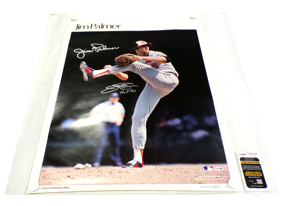 Jim Palmer Signed 23x35 Baseball Poster w/ Inscription HOF 90 Orioles JSA Auto