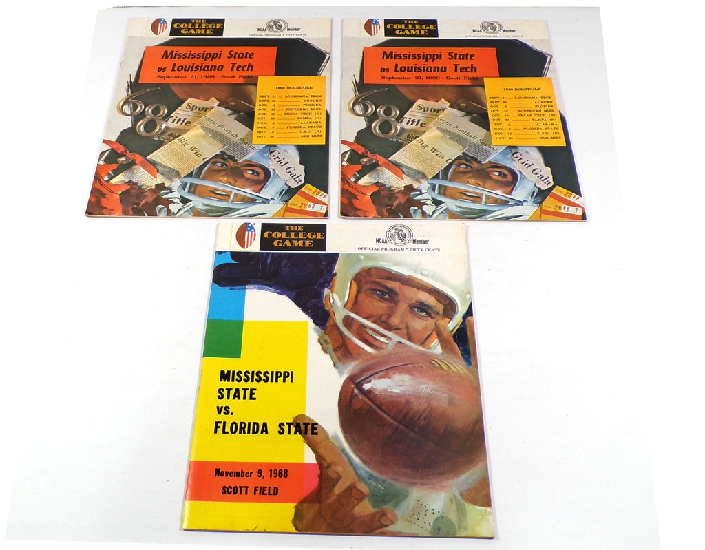 Lot of (3) Assorted 1968 Mississippi State College Football Programs