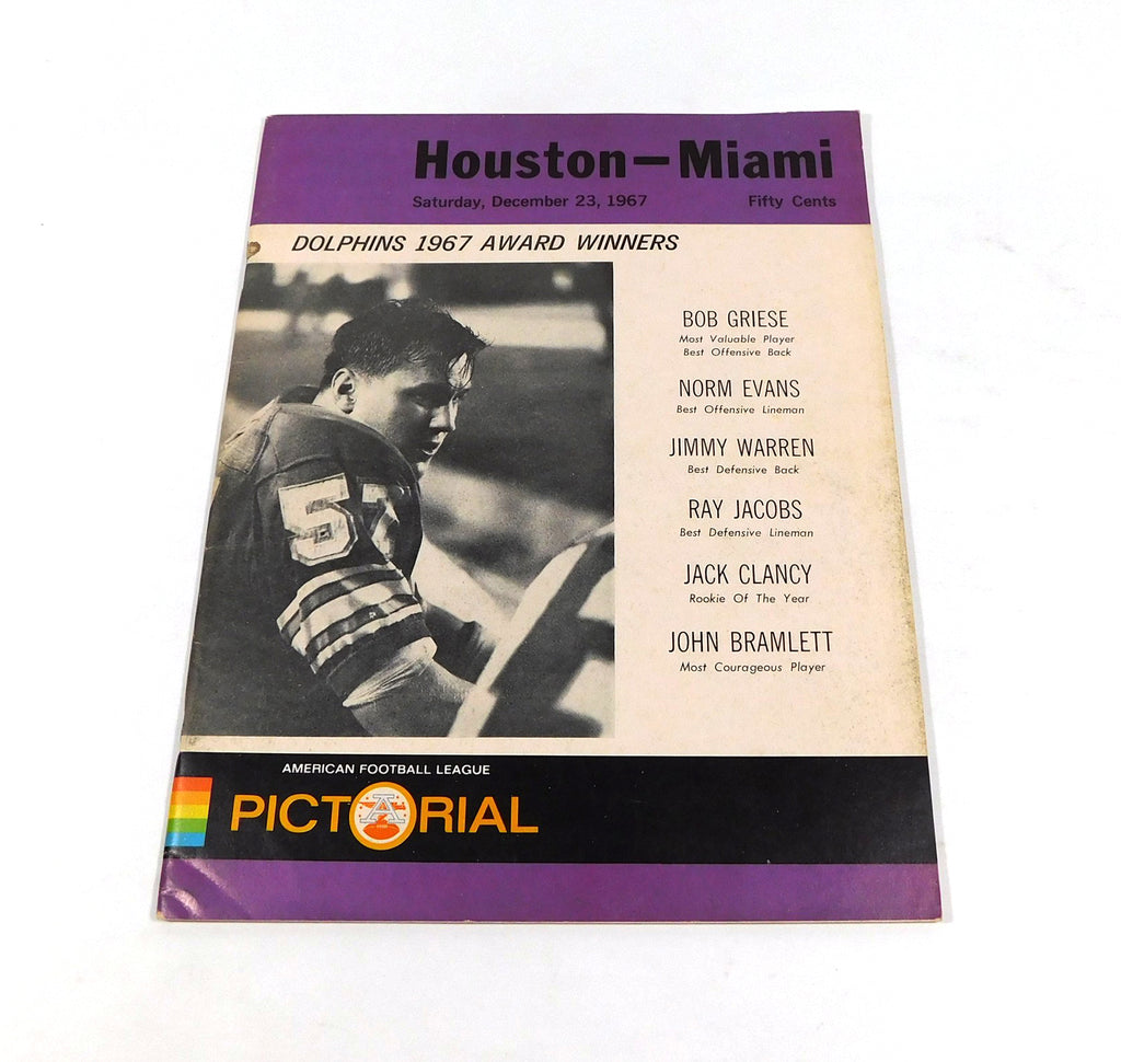 1967 Houston Oilers at Miami Dolphins AFL Football Program 12-23-67 Purple