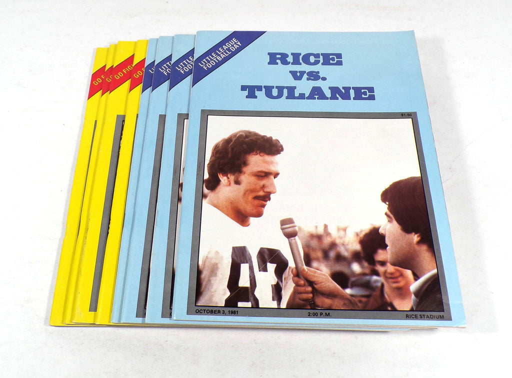 Lot of (8) Assorted 1981 Rice College Football Programs