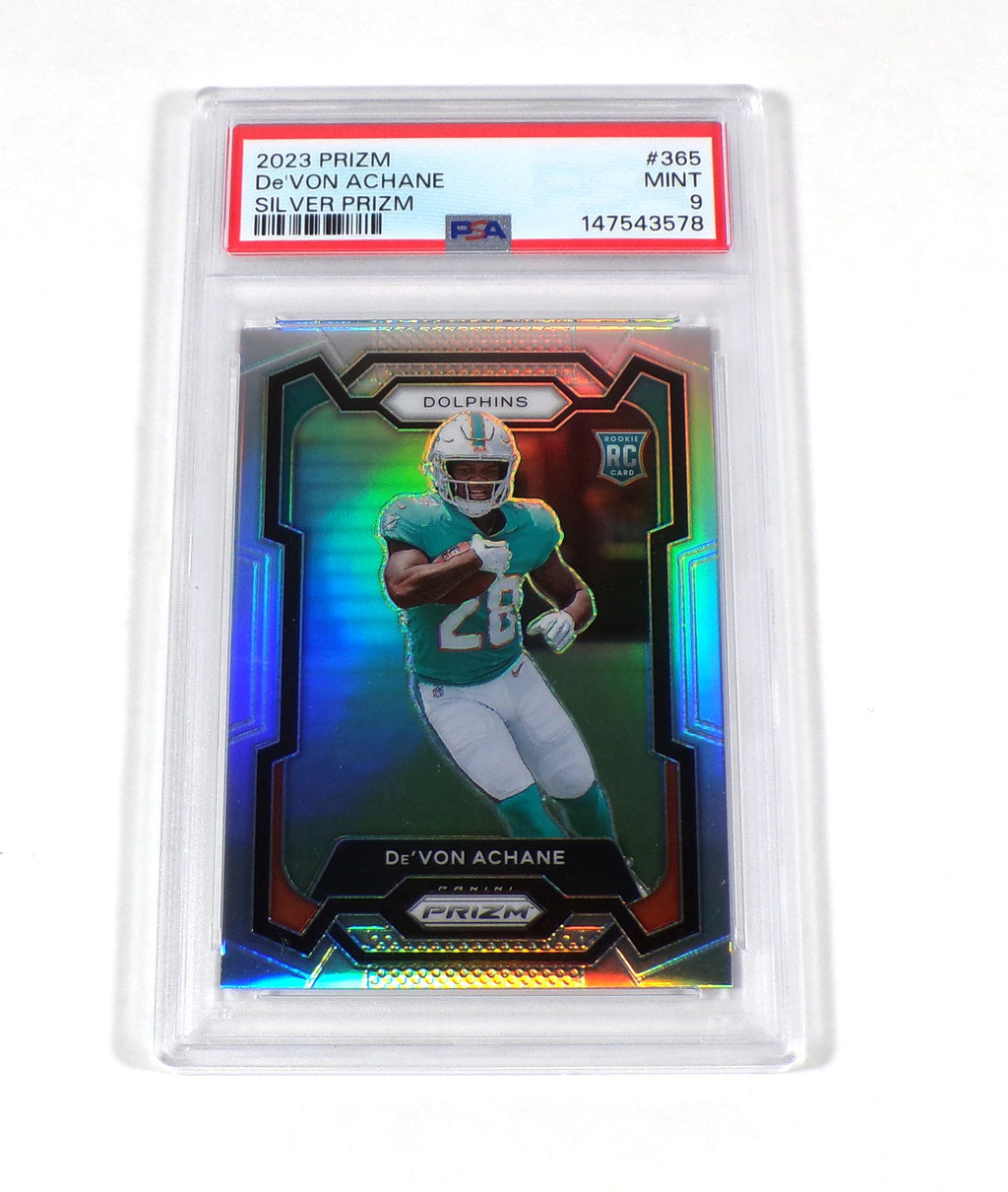 2023 Panini Prizm De'Von Achane Rookie Silver Prizm #365 Dolphins PSA 9