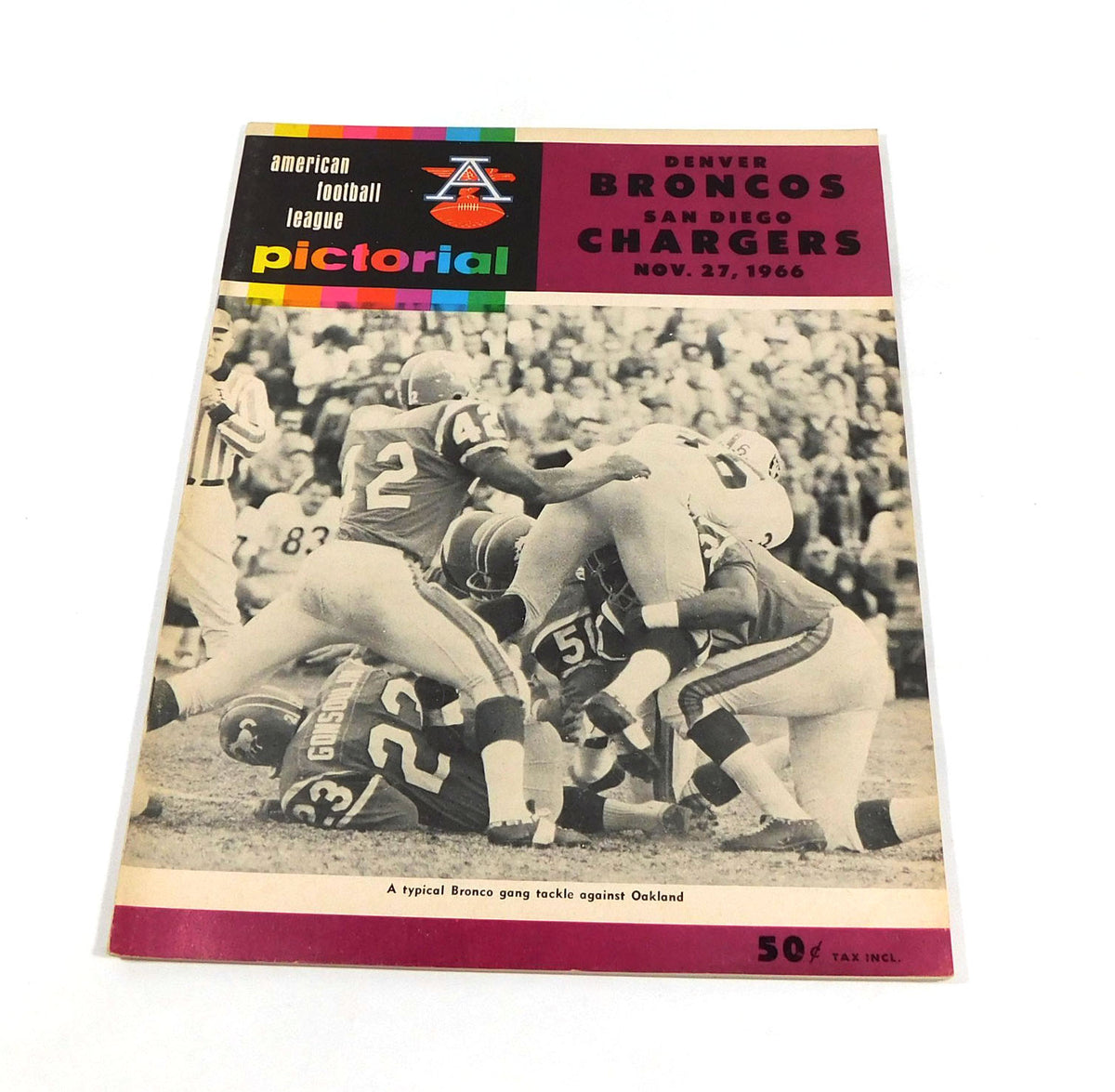 1966 San Diego Chargers at Denver Broncos AFL Football Program 11-27-66