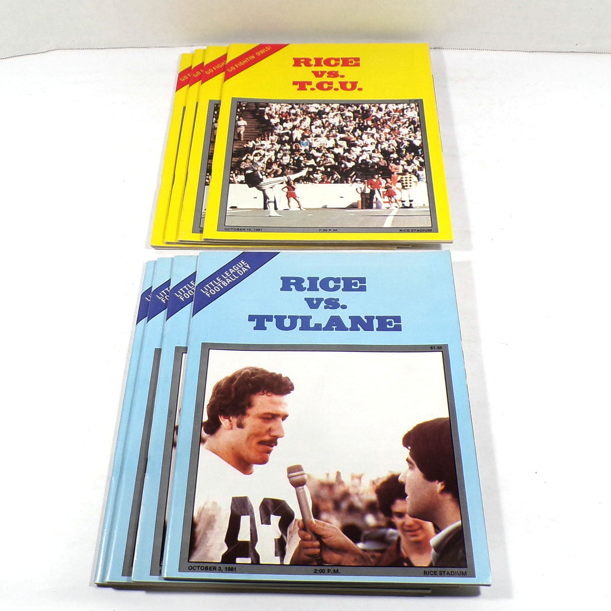 Lot of (8) Assorted 1981 Rice College Football Programs Pic2
