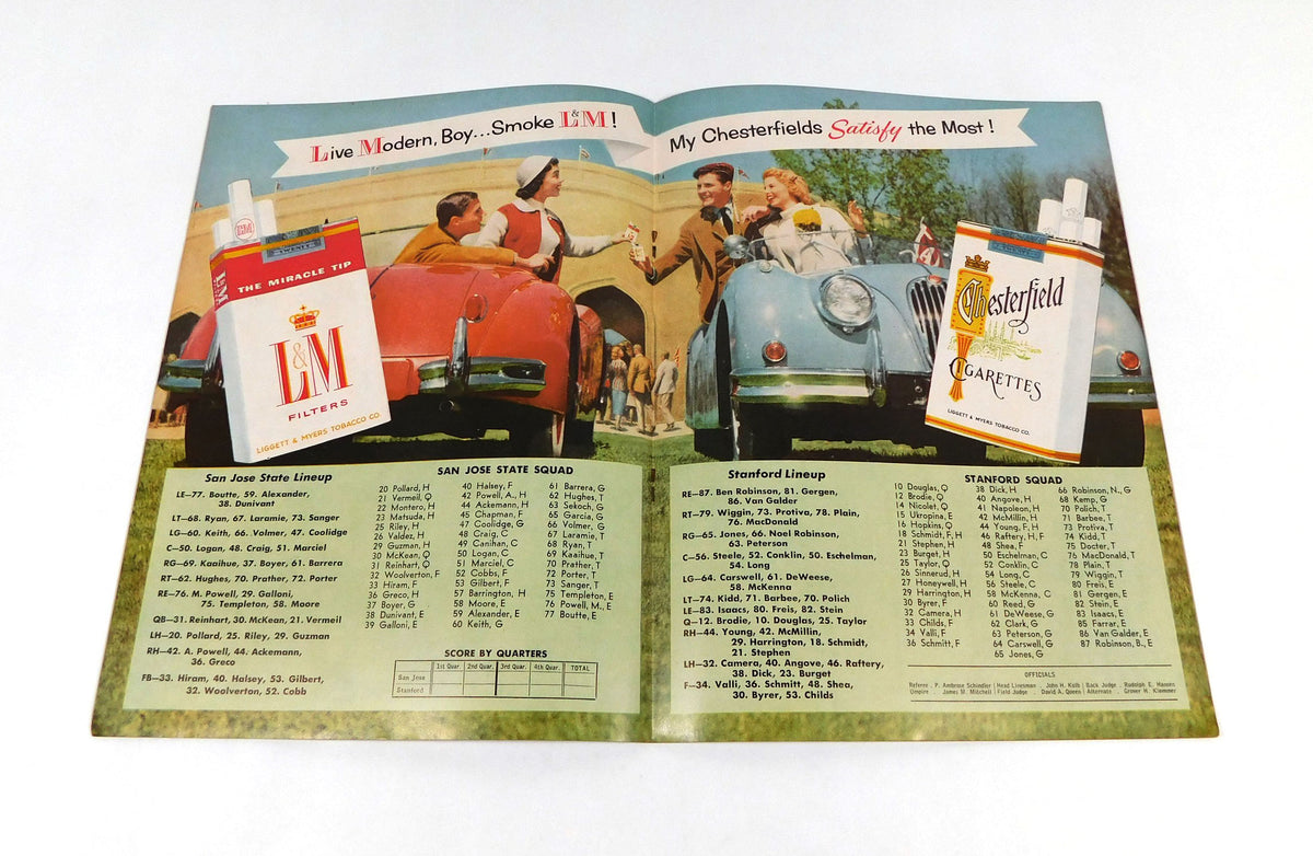 1956 San Jose State at Stanford College Football Program 10-13-56 Pic2