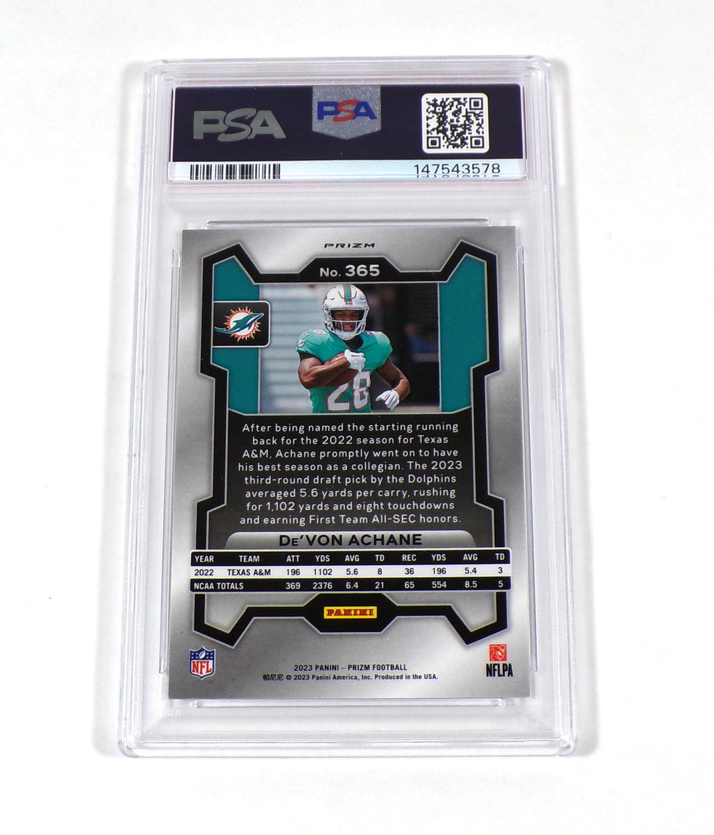2023 Panini Prizm De'Von Achane Rookie Silver Prizm #365 Dolphins PSA 9 Pic2