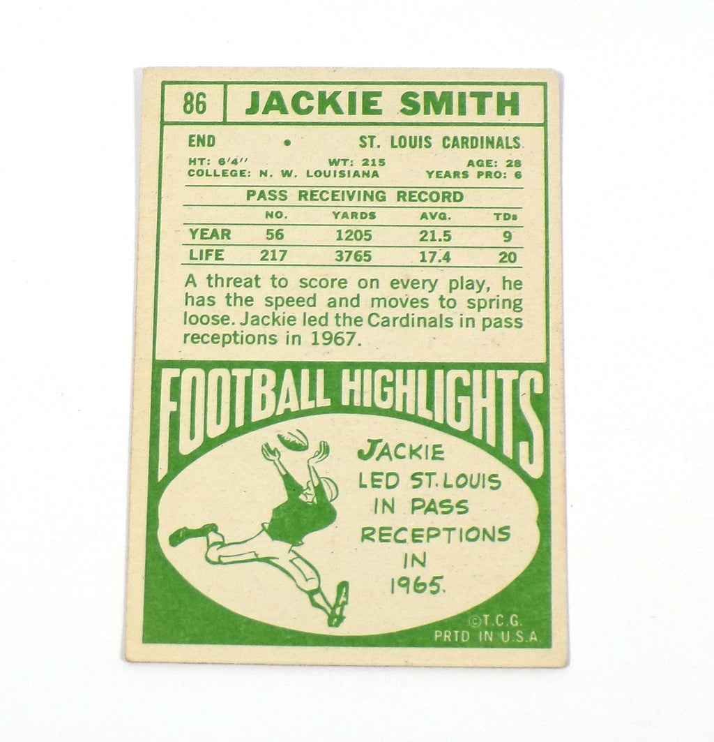 1968 Topps Jackie Smith #86 Cardinals Signed Card Auto Pic2