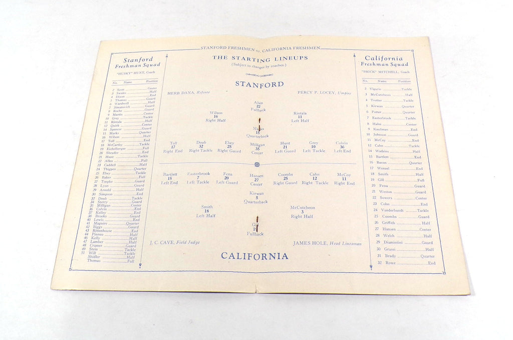1928 Stanford Freshmen vs Stanford Freshmen College Football Program 11-10-28 Pic2