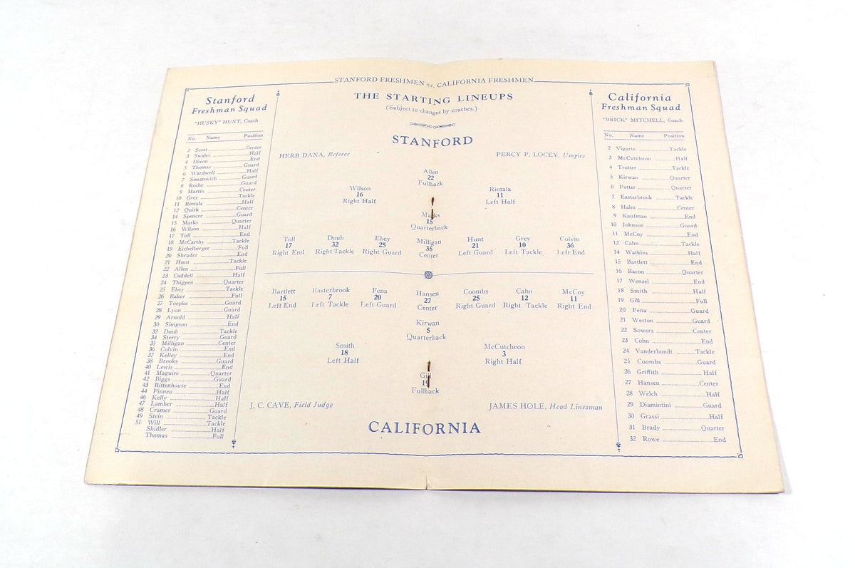 1928 Stanford Freshmen vs Stanford Freshmen College Football Program 11-10-28 Pic2