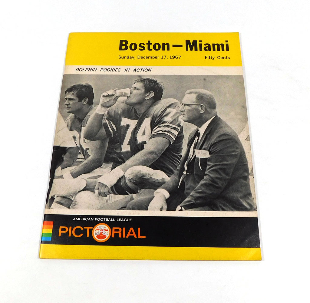 1967 Boston Patriots at Miami Dolphins AFL Football Program 12-17-67 Yellow