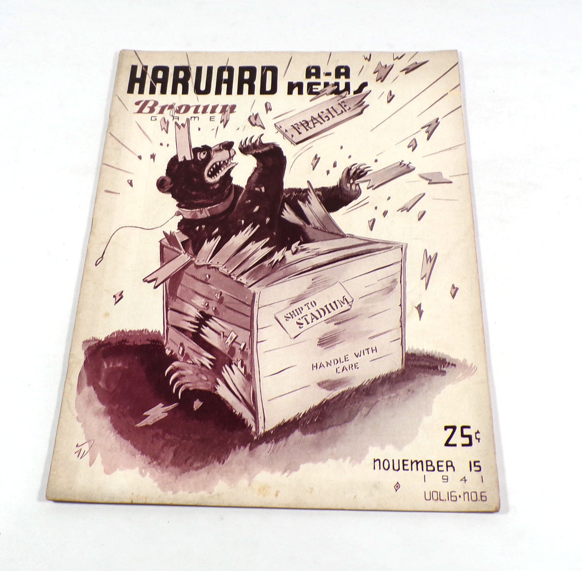 1941 Brown at Harvard College Football Program 11-15-41