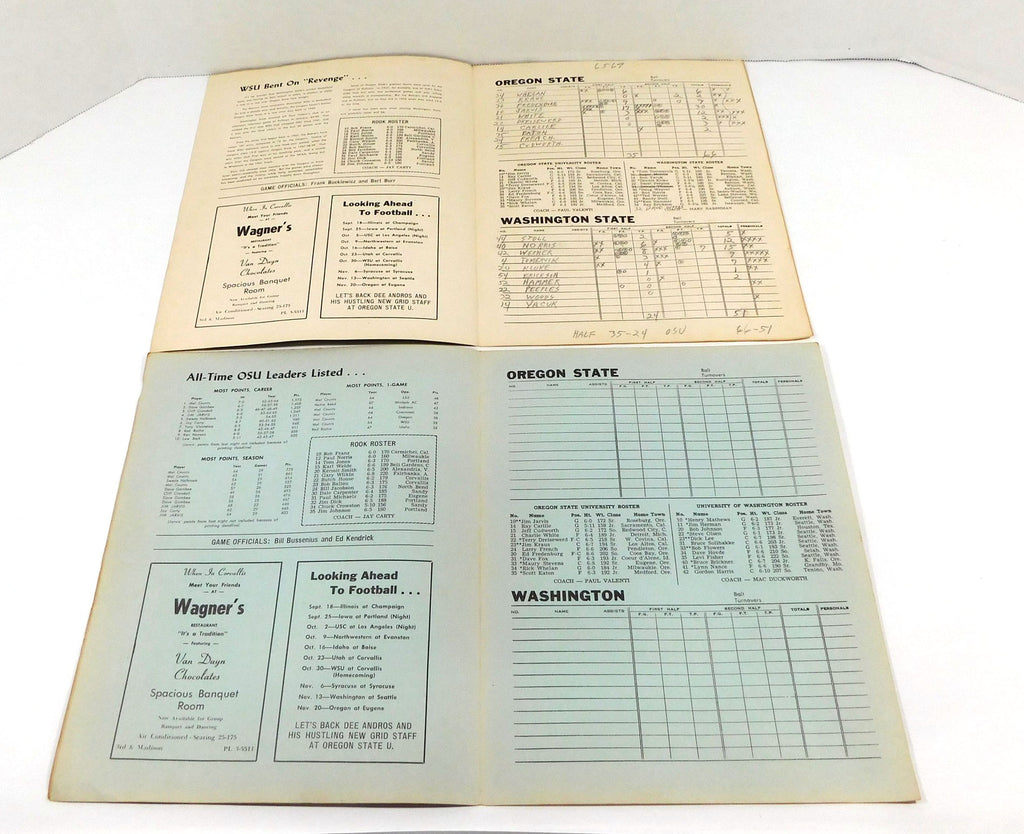 Lot of (4) Different 1965-67 Oregon State College Basketball Programs Pic2
