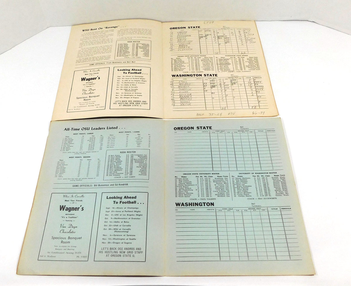 Lot of (4) Different 1965-67 Oregon State College Basketball Programs Pic2