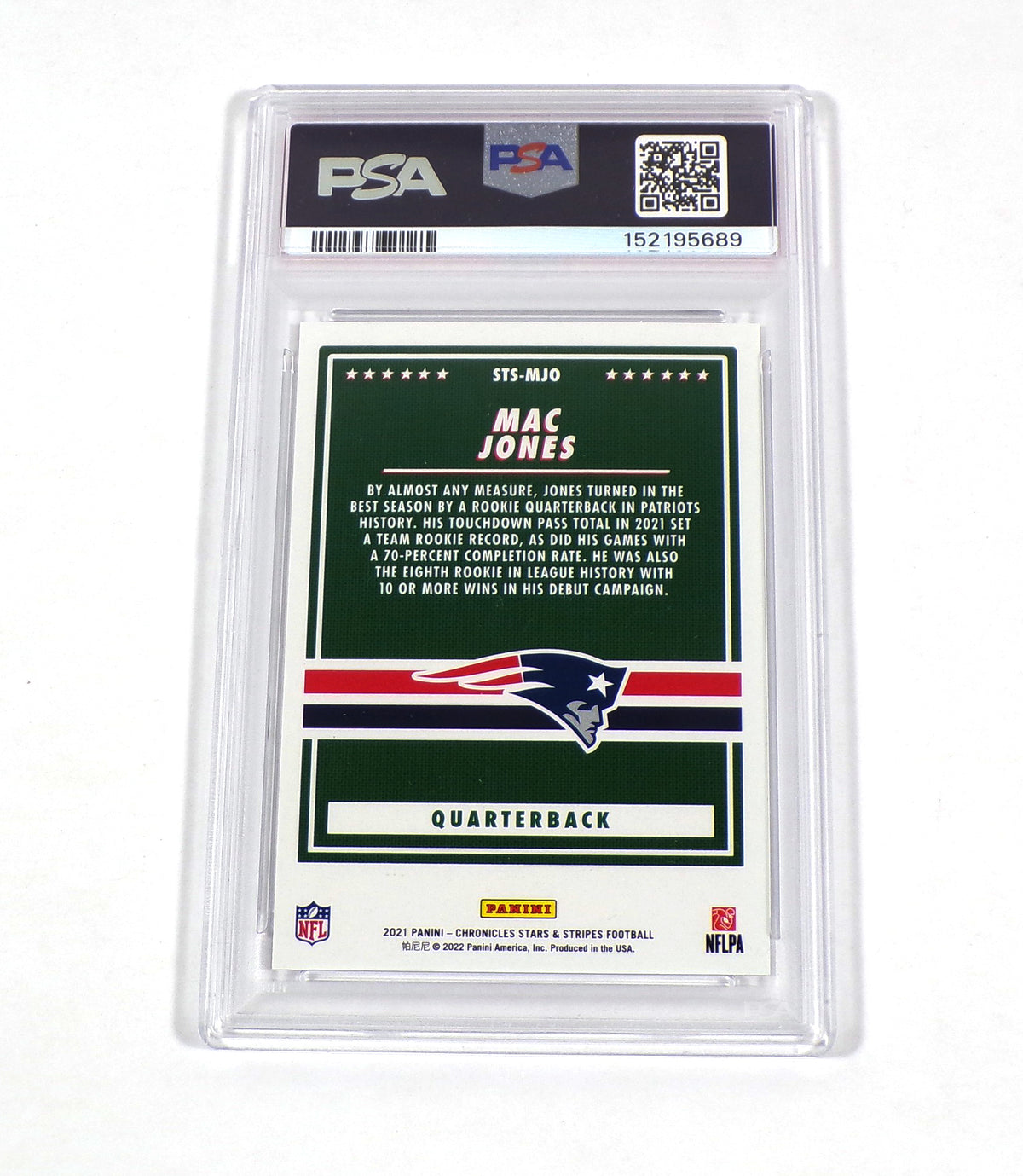 2021 Panini Chronicles Mac Jones Rookie Stars & Stripes Red #STSMJO /199 PSA 9 Pic2