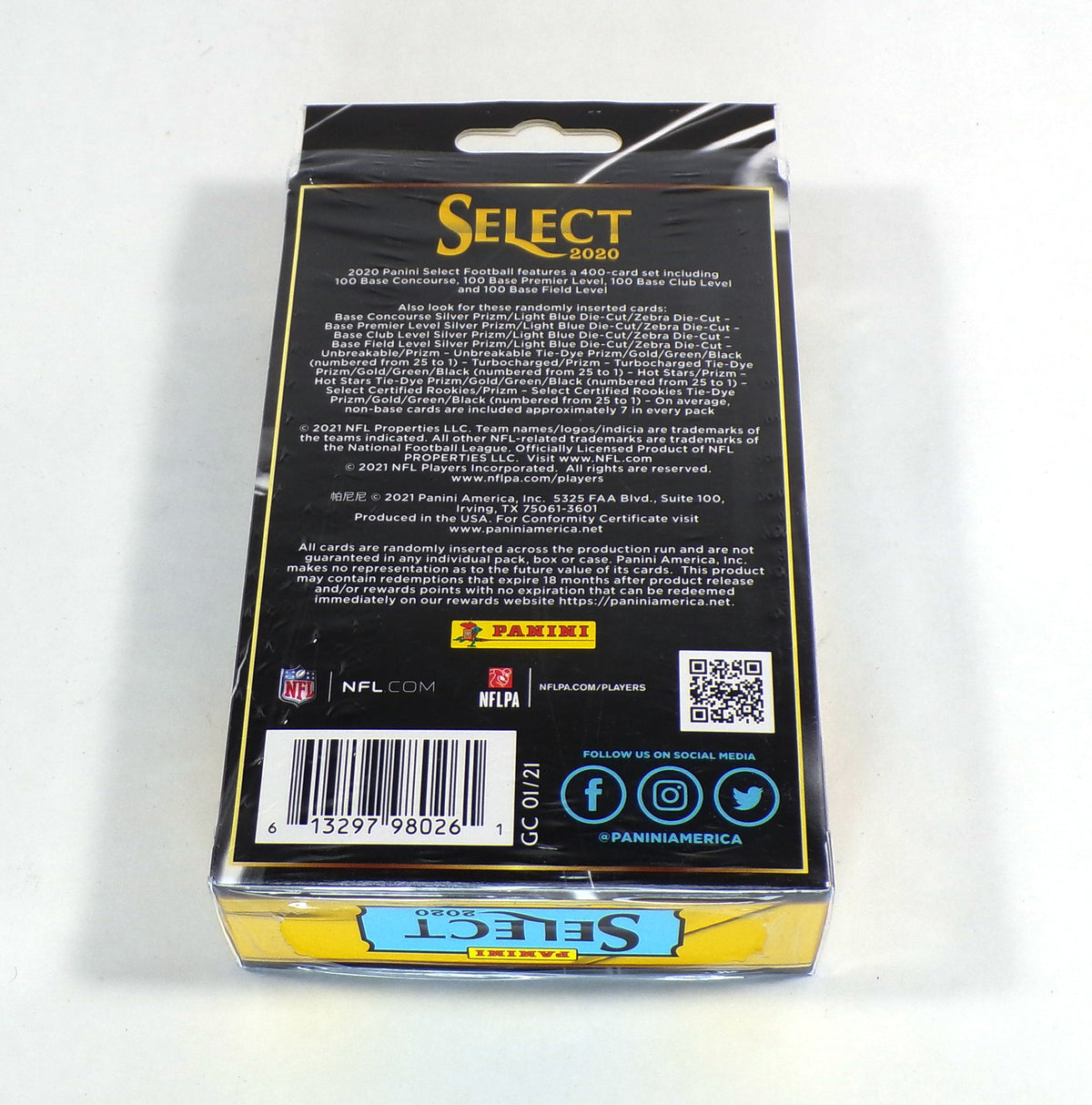 2020 Panini Select Football Retail Hanger Box Sealed (20 Cards) Light Blue Prizm Pic2
