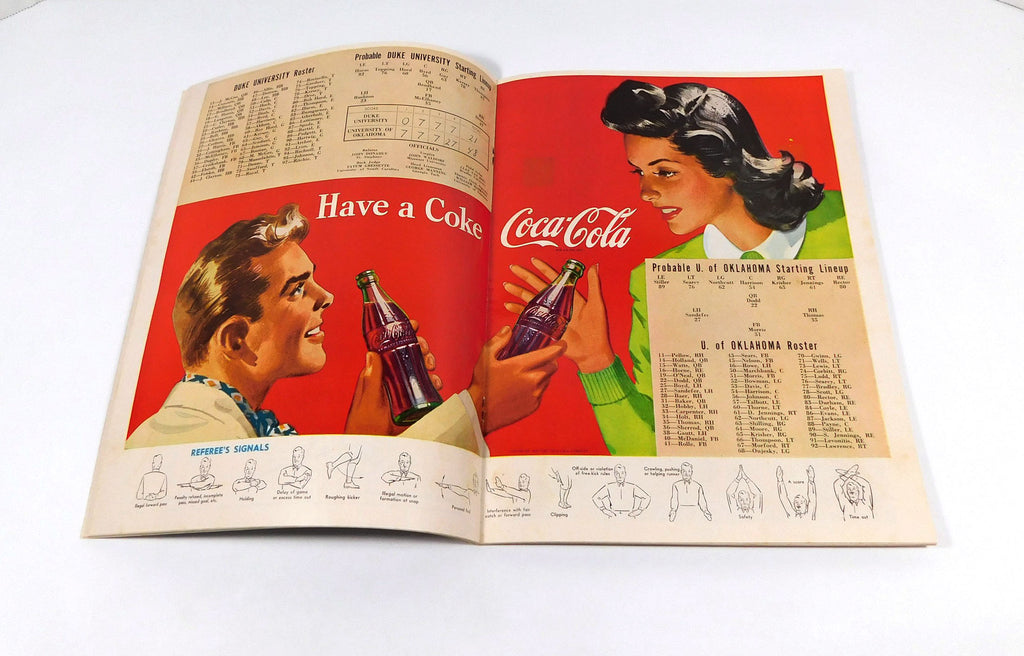 1958 Duke vs Oklahoma Orange Bowl College Football Program 1-1-58 Pic2