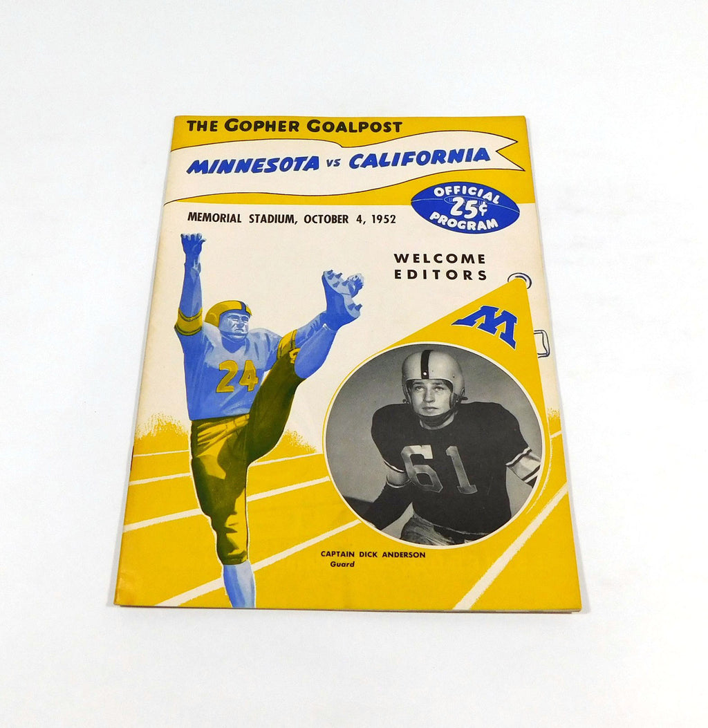 1952 California at Minnesota College Football Program 10-4-52