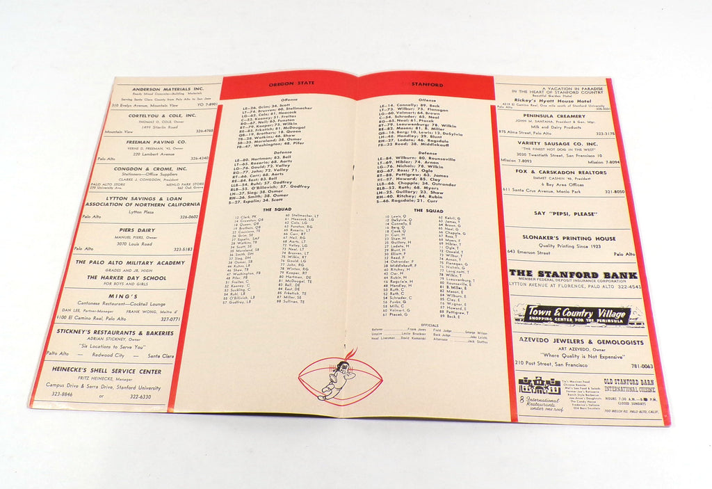 1964 Oregon State at Stanford College Football Program 11-14-64 Pic2