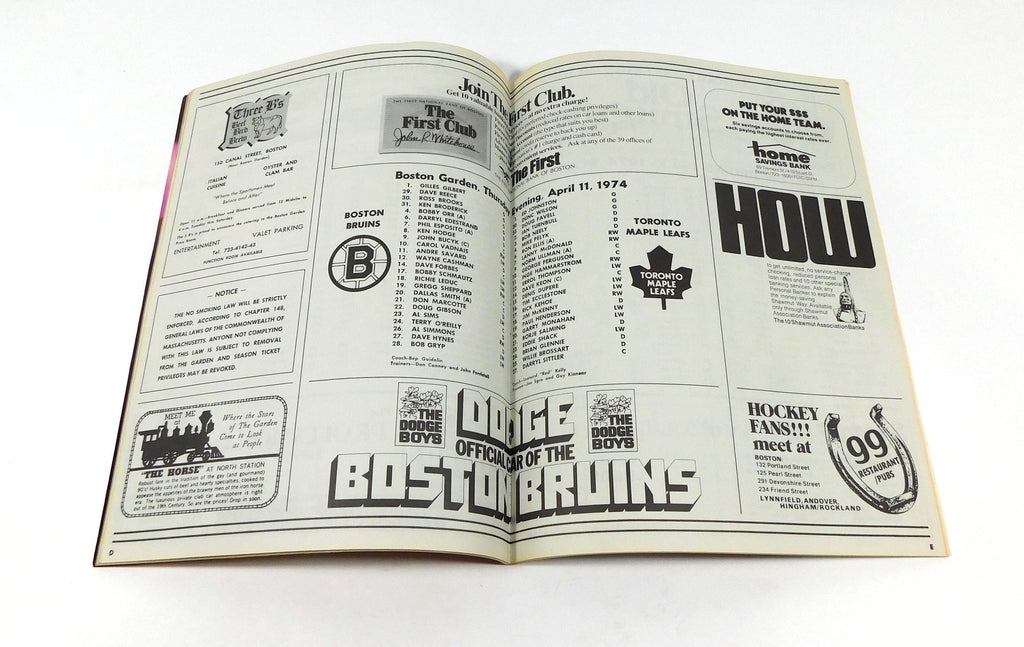 1973-74 Toronto Maple Leafs at Boston Briuns NHL Hockey Playoff Program 4-11-74 Pic2