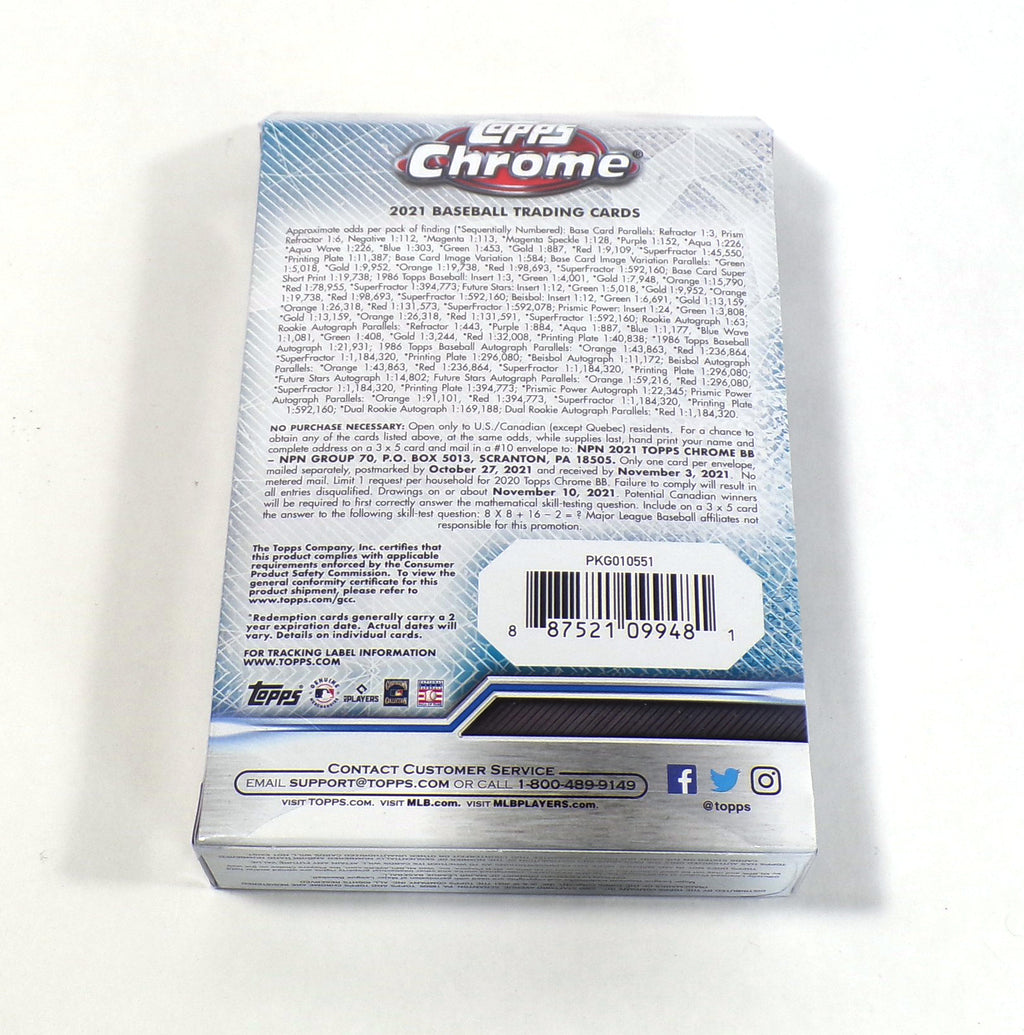 2021 Topps Chrome Baseball Hanger Box Sealed (5 Packs) Pic2