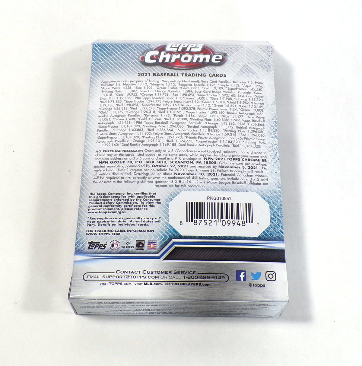 2021 Topps Chrome Baseball Hanger Box Sealed (5 Packs) Pic2