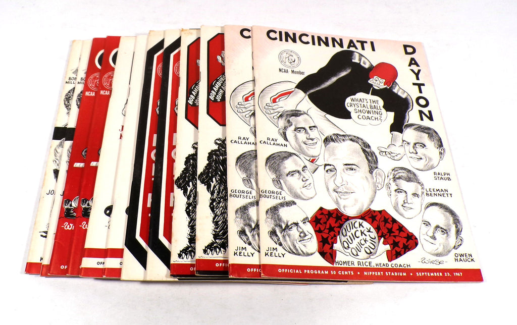 Lot of (12) Assorted 1967 University of Cincinnati College Football Programs