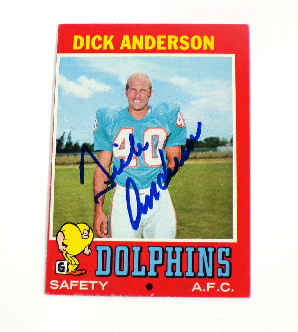 1971 Topps Dick Anderson #67 Dolphins Signed Card Auto