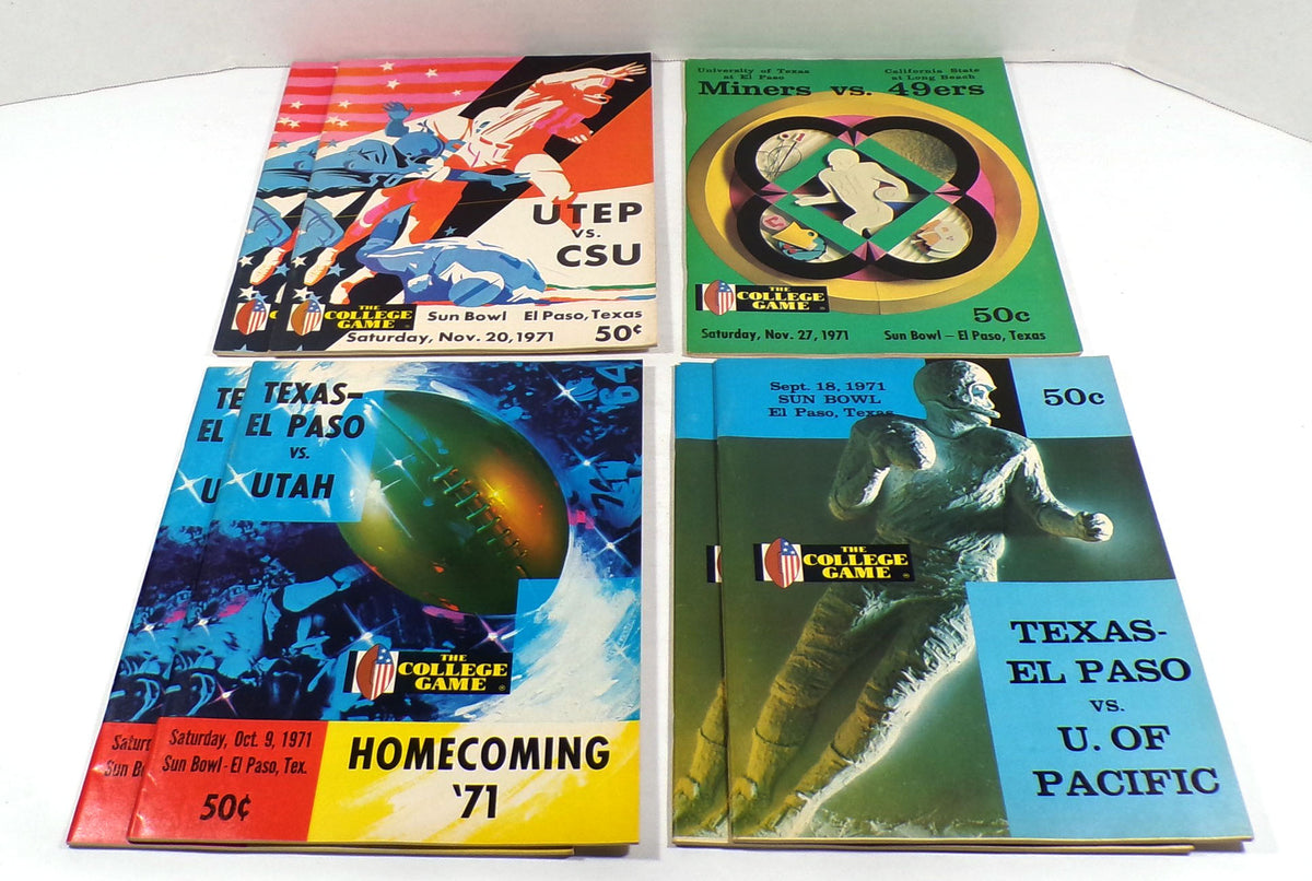 Lot of (9) Assorted 1971 Univ of Texas El Paso UTEP College Football Programs Pic2