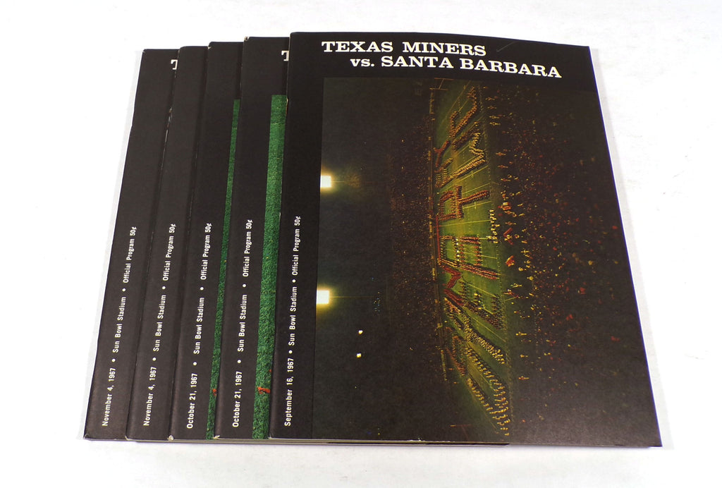 Lot of (5) Assorted 1967 Univ of Texas El Paso UTEP College Football Programs