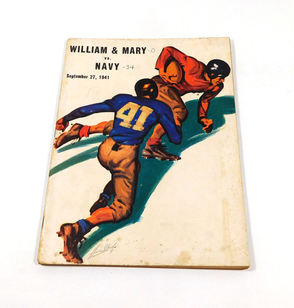 1941 William & Mary vs Navy College Football Program 9-27-41
