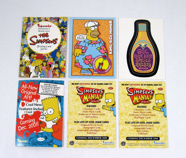 2001 Inkworks Simpsons Mania! Promo Card Set (3) Nm/Mt