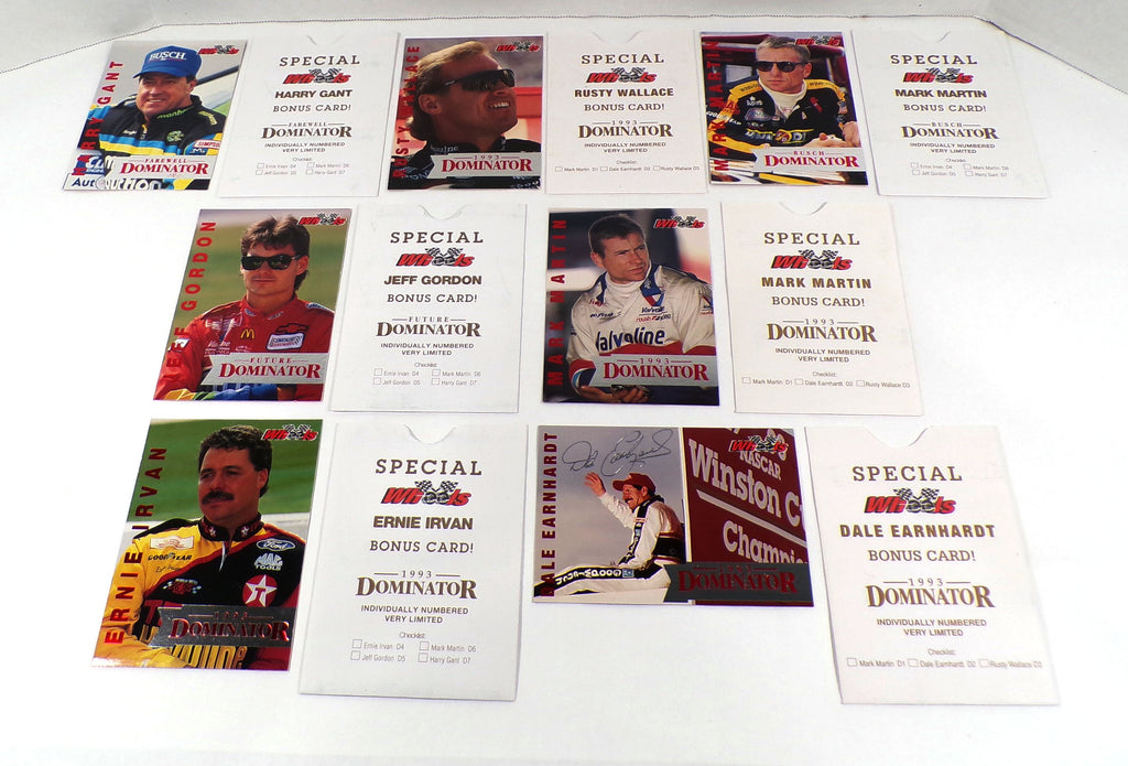 Lot of (7) 1993 Wheels Dominator NASCAR Jumbo 4x6 Cards