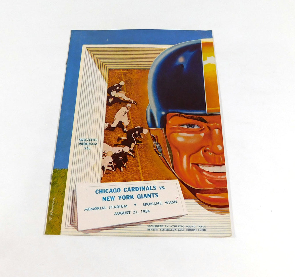 1954 Chicago Cardinals vs New York Giants NFL Football Program Spokane 8-21-54