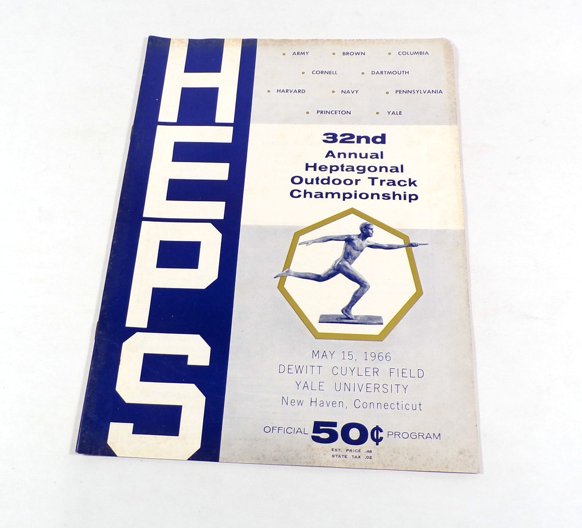 1966 32nd Annual Heptagonal Outdoor Track Championship Program 5-15-66 Yale