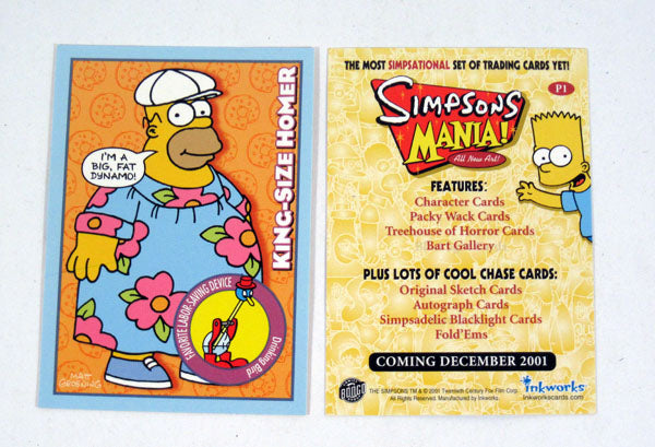 2001 Inkworks Simpsons Mania! Promo Card Set (3) Nm/Mt Pic2