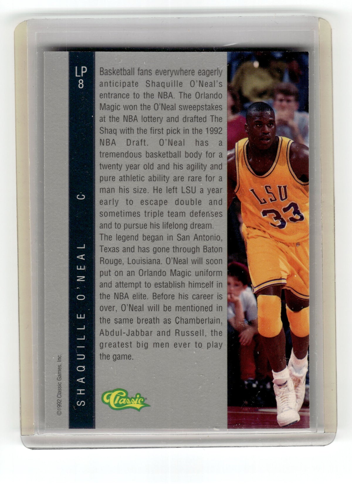 1993-94 Classic Draft Picks Four Sport Shaquille O'Neal #LP8 LSU Pic2