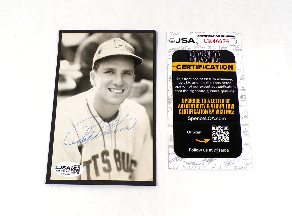 Ralph Kiner Signed 3.25 x 5.25 B&W Photo Postcard Pirates JSA Auto